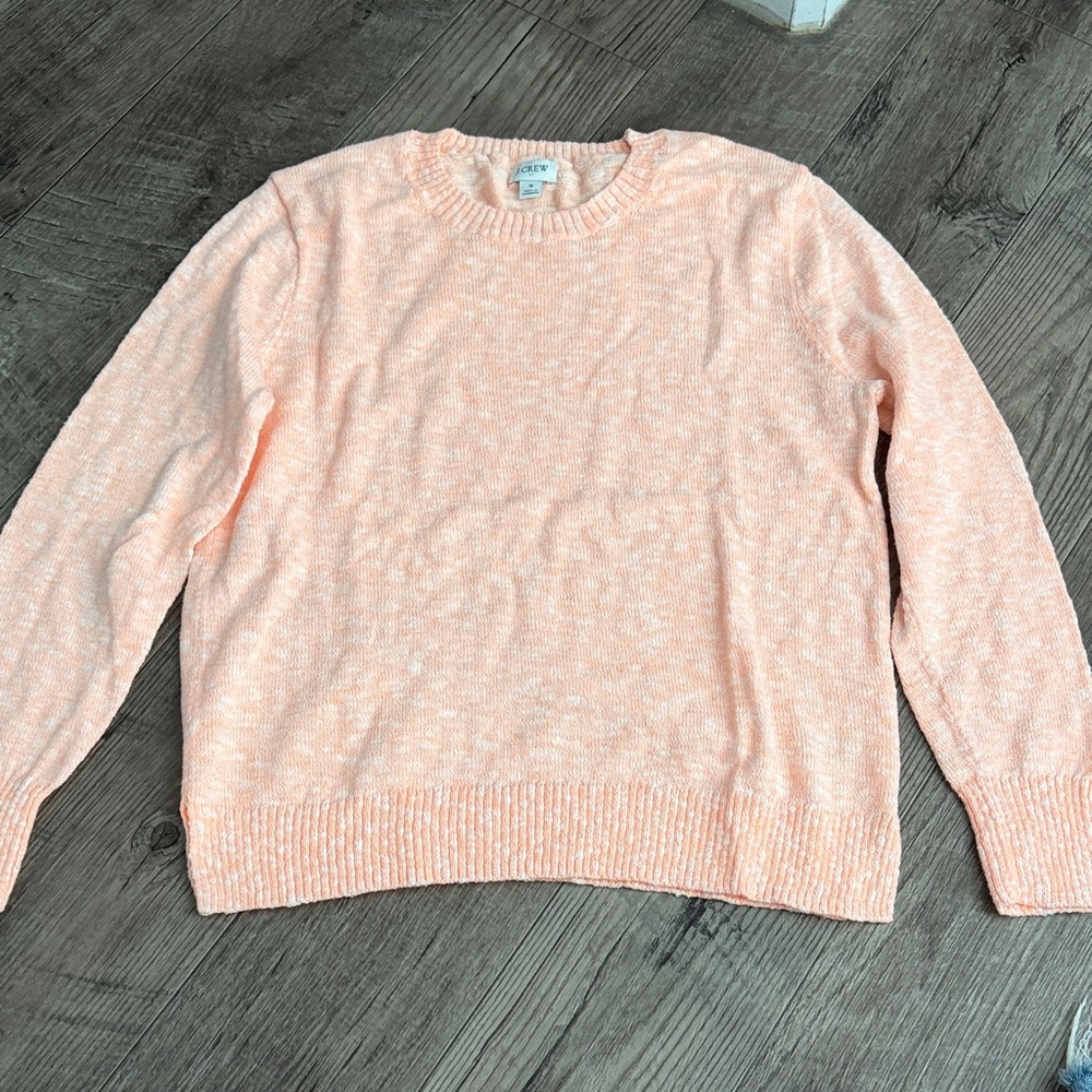 J. Crew Factory Women's Crewneck Beach Sweater in Light Peach Marled